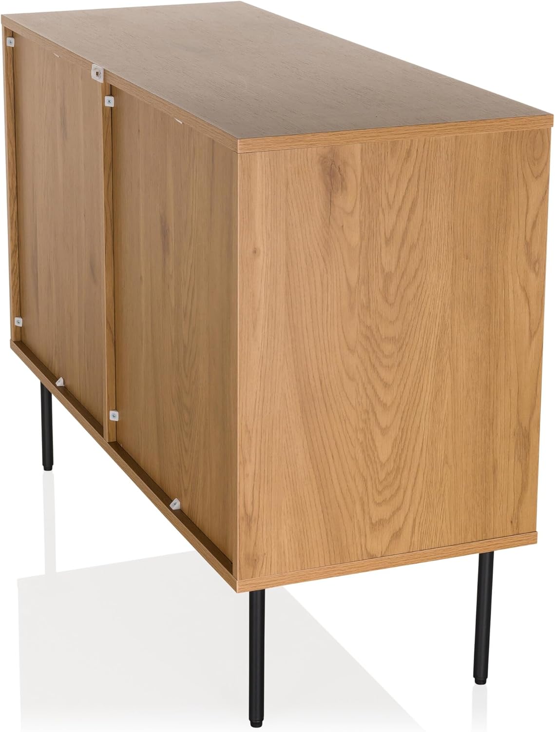 Sideboard with 2 doors oak LINNO S 100x40x74 cm Industrial style chest of drawers, adjustable shelves - QUORE