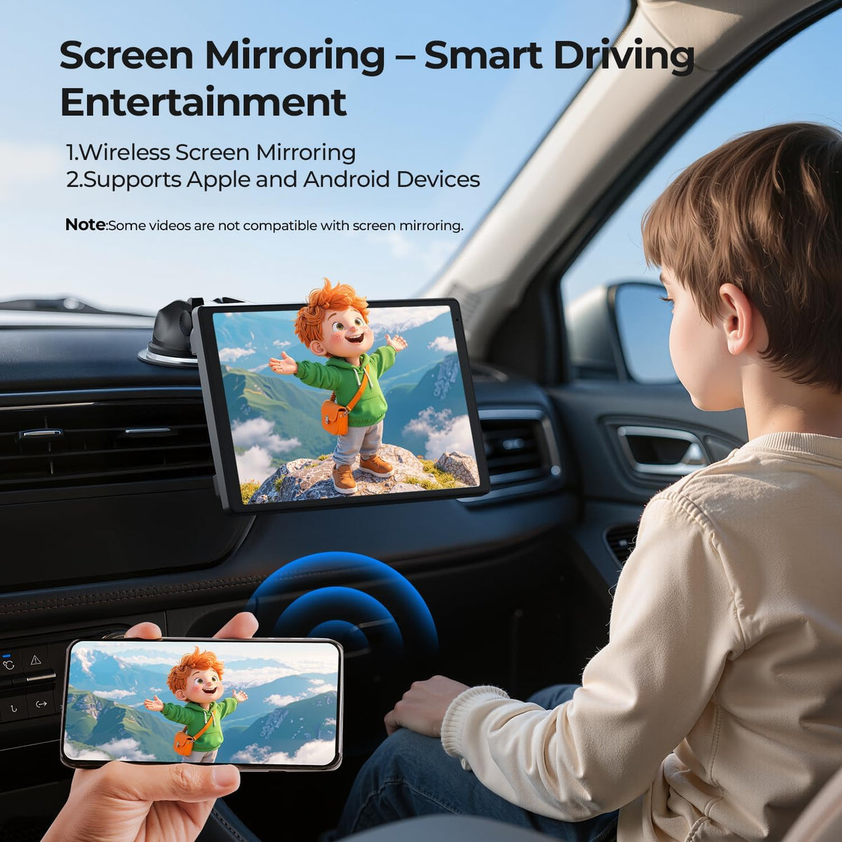 8'' Draagbaar autoscherm voor Apple CarPlay & Android Auto, 1440x900 HD-scherm, magnetische montage, OTA-updates, portret- en landschapsmodi, back-upcamera, Bluetooth, spraakbediening