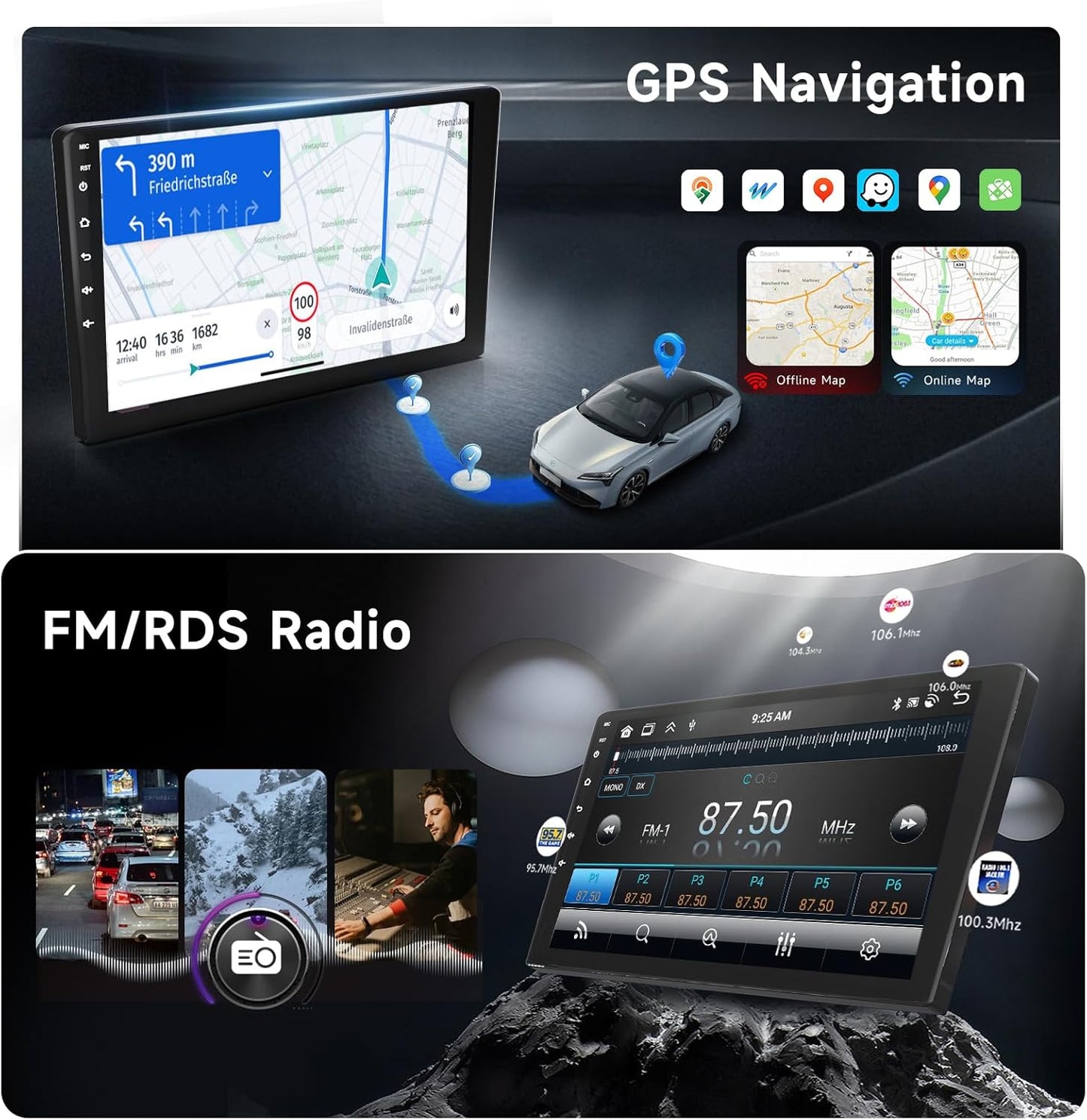 Autoradio – CarPlay Radio – Auto Multimedia – Android Auto Stereo – 10,1 Inch Touchscreen – 8-Core Processor – 6GB RAM + 128GB Opslag – Bluetooth – Achteruitrijcamera – GPS Navigatie