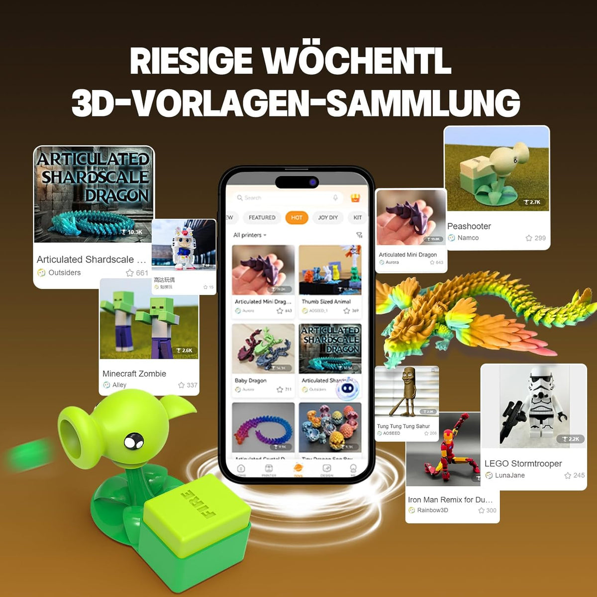 3D-printer – 3D-printmachine – 3D-fabricator – 3D-bouwer – Volledig gesloten behuizing – Snelle nozzle-vervanging en 8-kleuren PLA-filamentset