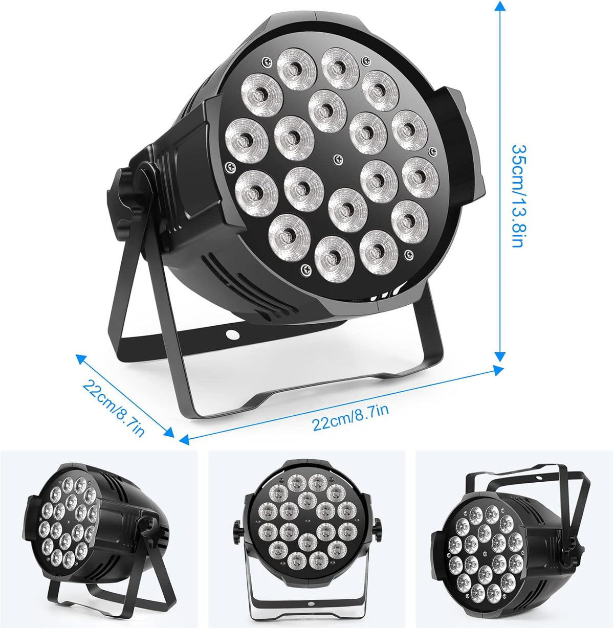 PARspot – LED Parlamp – Podiumverlichting – Partylicht – DJ Verlichting – 2 Stuks – 18 x 15W RGBW LED – DMX512 Met 8 Kanalen