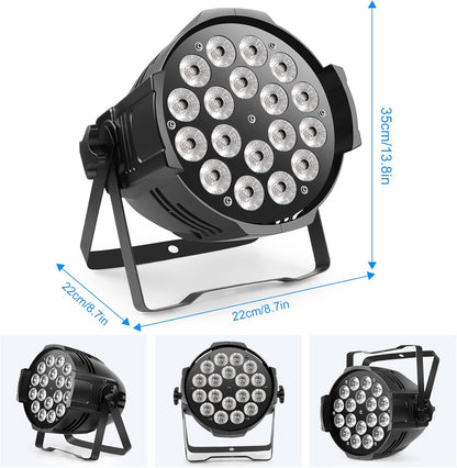 PARspot – LED Parlamp – Podiumverlichting – Partylicht – DJ Verlichting – 2 Stuks – 18 x 15W RGBW LED – DMX512 Met 8 Kanalen