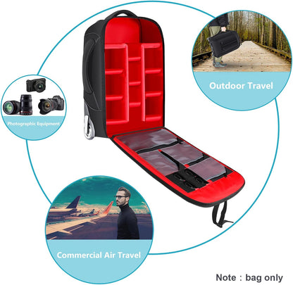 Neewer 2-in-1 schuifcamera rugzak koffer stijl converteerbaar met dubbele handgreep, schokbestendig met verwijderbare gewatteerde compartimenten voor spiegelreflexcamera's statieflenzen (zwart/rood)