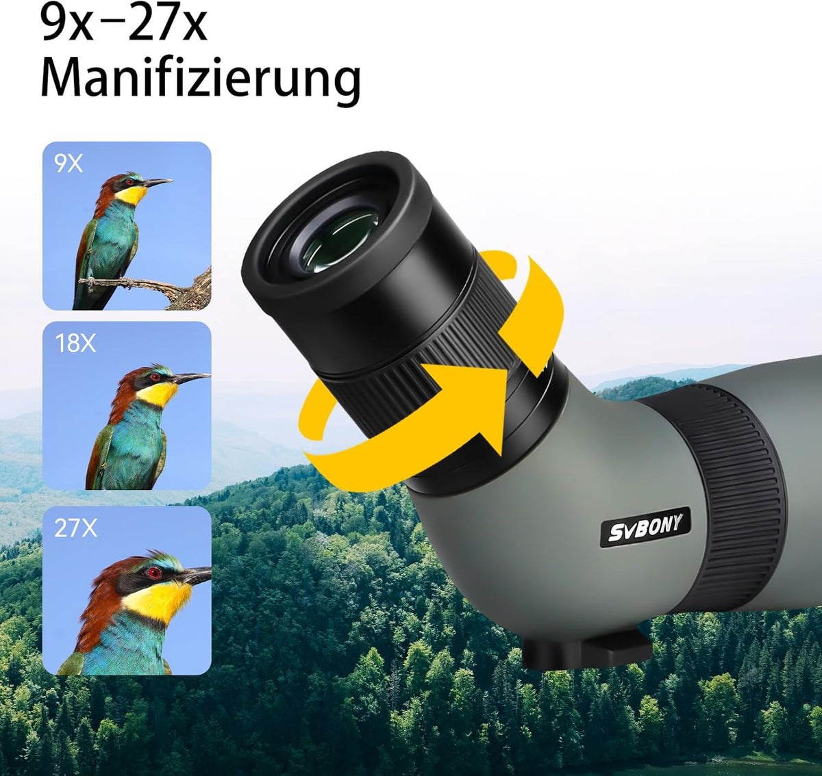 Spotting Scope – Spektiv – Verrekijker – Monokijker – Monoculair – 9-27x Vergroting – ED Glas en Compact Design