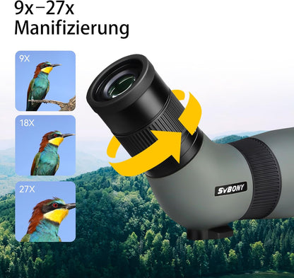 Svbony SV410 Spotting Scopes, 9-27x56 ED Spektiv, FMC Lens Compact Portable Stay-on Case Vogelkijker voor kolibries, reizen, landschap, sportschieten, jagen