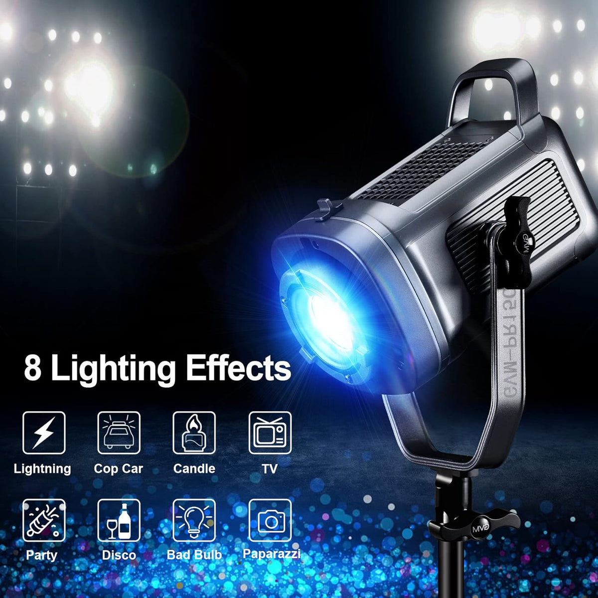 GVM 150W RGB videolamp met softbox, 2700K~7500K fotografie continu licht, LED videoverlichting met 8 lichtscènes, Bowens LED studiolamp voor YouTube streaming, studiofotografieverlichting