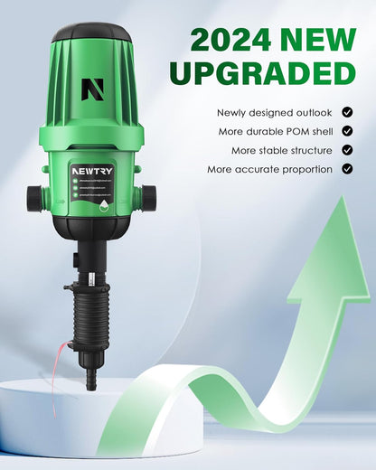 NEWTRY Mestinjector voor druppelirrigatie, 0,4 ~ 4% instelbare doseerpomp, 3/4 inch NPT wateraangedreven vloeistofdoseerder voor tuin, irrigatie en hydrocultuur systeem, boerderij