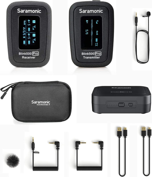 Draadloze Microfoonset – Draadloze Microfoon – Lavalier Microfoon – Clip-On Microfoon – Camera Microfoon – Oplaadcase Inbegrepen – Tot 100 M Bereik