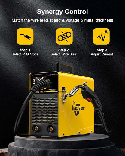 145 A vuldraad lasapparaat zonder gas, 3-in-1 vuldraad, lasapparaat met ARC/Flux MIG/MMA Lift WIG-functie, compact inverter-lasapparaat, led-licht, synergische draadtoevoer
