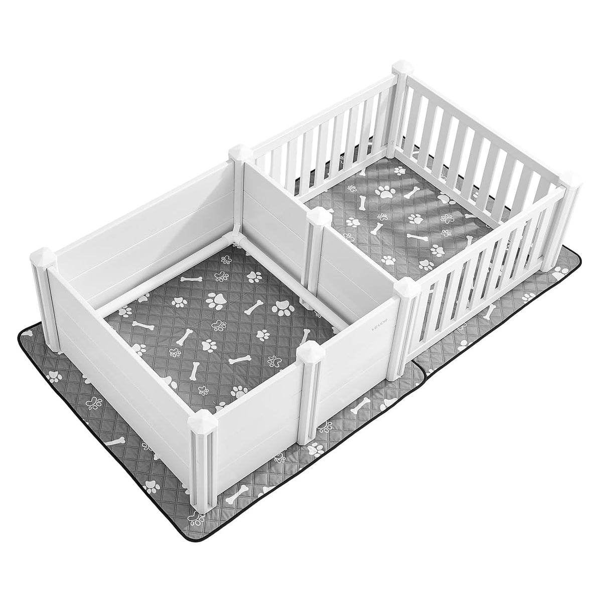 VEVOR Hondenwippelbox, 185,4 x 96,5 x 50 cm, plastic hondenpoepenpen met verstelbare hoogtedeur, puppybox met waterdichte plasmat, gemakkelijk schoon te maken, duurzame geboortekit voor huisdieren