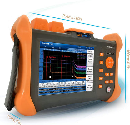 1310/1550nm 32/30dB OTDR 5,6 inch touchscreen reflectometer glasvezel 120 km (74,5 mi) testafstand glasvezel tester met visuele fout locator (VFL) (OTDR32F-T1-B)