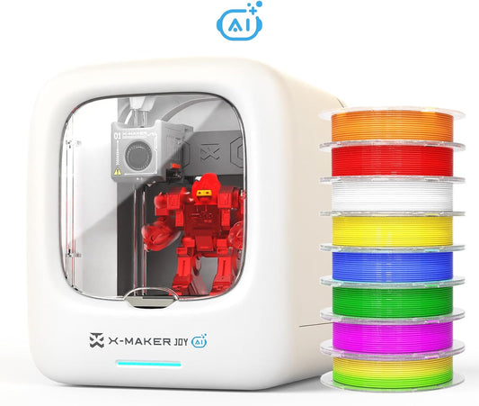 KINDER AI 3D PRINTER, 3D PRINTER MET 8-PACK PLA FILAMENT, AI ONTWERPAPP, GROOT SPEELGOEDLIBRIJK, SNELHEID TOT 400 MM/S, MET 16+ MINI 3D ONTWERPMODULES, APP-CONTROL, X-MAKER JOY AI+