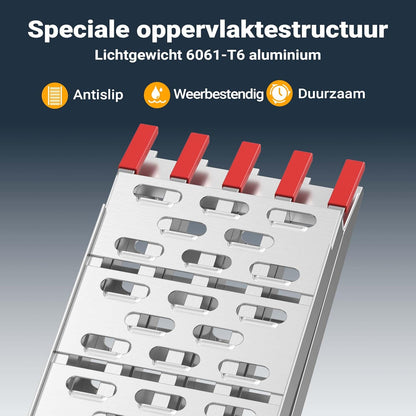 Oprijplaat aluminium opvouwbaar – 226 cm 410 kg – motoroprijplaat oprijsteun oprijplank