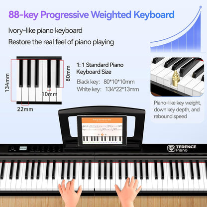 Digitale Piano 88 Toetsen – Keyboardpiano, Elektrisch Keyboard, Elektrische Piano, Opvouwbare Piano – 2 X 25 W Luidsprekers – Bluetooth En MIDI