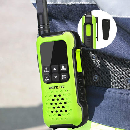 Retevis RT649P Walkie Talkie Oplaadbaar, Ip67 Waterproof Float, PMR 446 Licentievrij 16 Kanalen, Led Zaklamp, Ctcss/Dcs Vox, Walkie Talkie Headset (2 Paar, Groen)