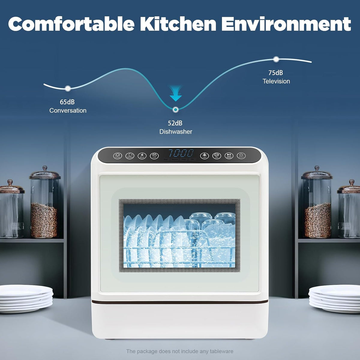 Table Dishwasher, 1100 W, Portable Small Table Dishwasher, Mini Dishwasher with Four Washing Modes, Portable Dishwasher, Table Dishwasher, Freestanding for Small Kitchens
