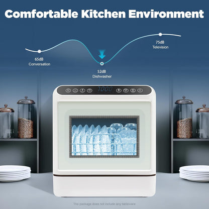 Table Dishwasher, 1100 W, Portable Small Table Dishwasher, Mini Dishwasher with Four Washing Modes, Portable Dishwasher, Table Dishwasher, Freestanding for Small Kitchens