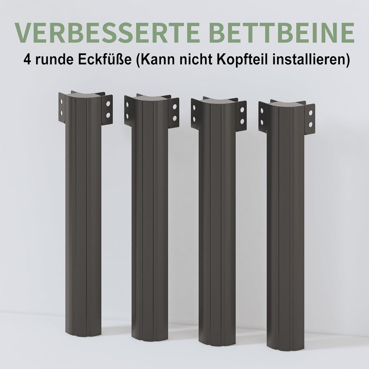 Metalen Bed 140x200 cm met Ronde Poten, Hoogte 36cm Jeugdbed Frame met Metalens Lattenbodem, Zwart