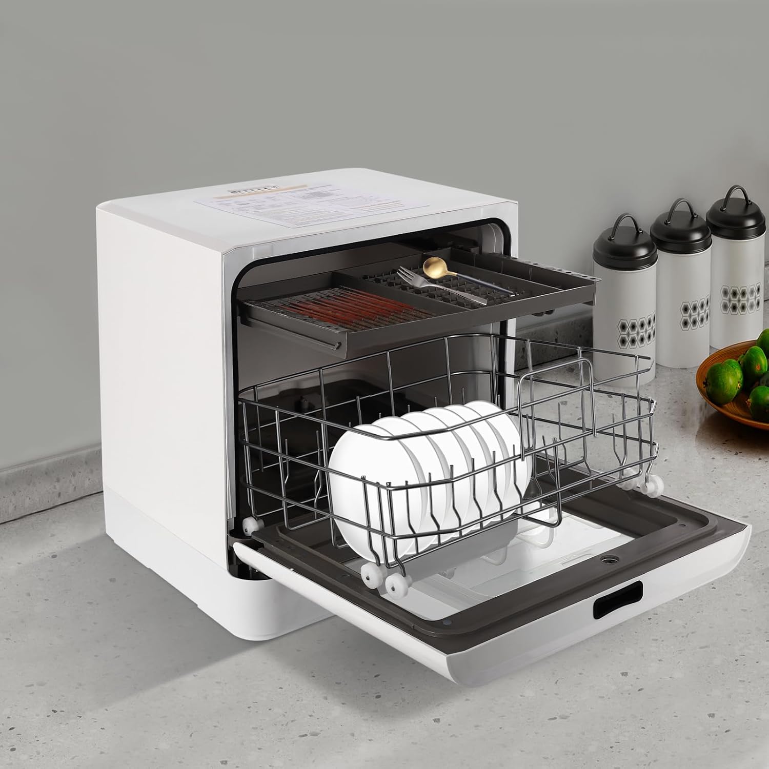 Dishwasher small table dishwasher freestanding camping mini dishwasher with/without water connection usable, 4 programs portable dishwasher for apartments, dormitories and motorhomes - QUORE