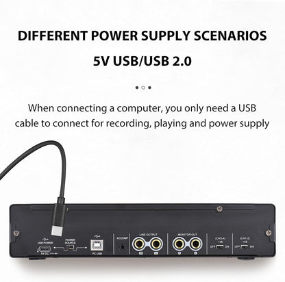 4-kanaals geluidskaart met driverloze audio-interface, USB-geluidskaart 4 ingangen 4 uitgangen, 24 bit/192 kHz 48 V fantoomvoeding voor professionele karaoke-opname