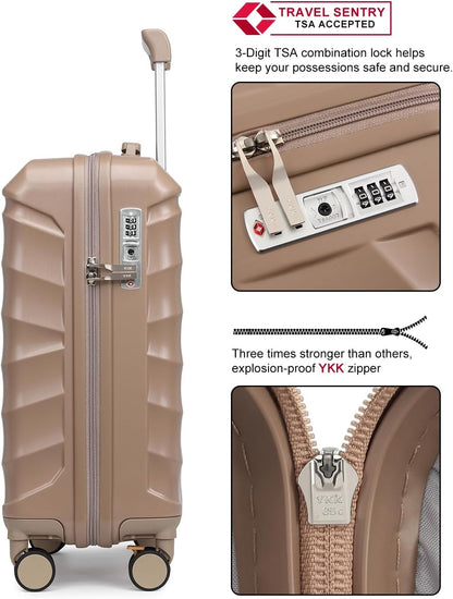 Sea choice 3-delige kofferset 20/24/28" ABS Harde Schaal Handbagage met TSA Slot YKK Rits 8 Spinner Wielen
