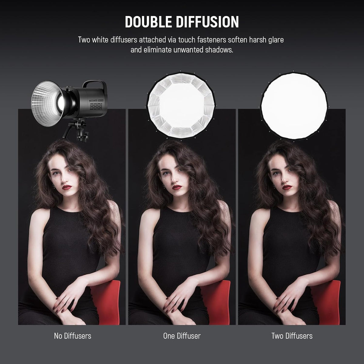 Diepe Parabolische Softbox – Studio Softbox – Flitssoftbox – Videosoftbox – Bowens Mount – 90 x 60 cm – 2 Diffusers En Honingraatrooster