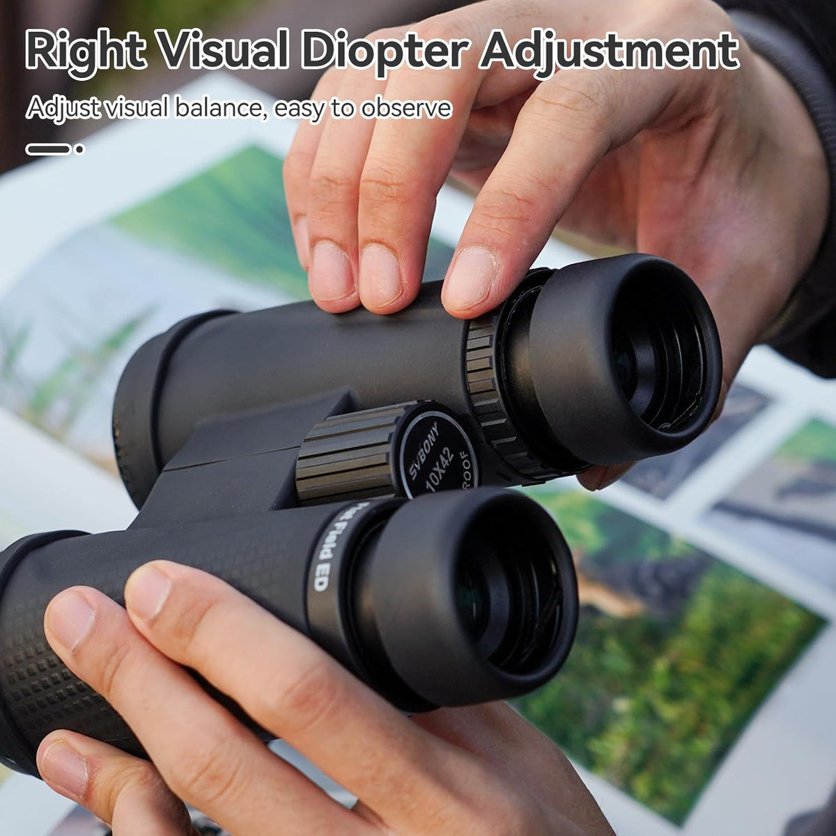 Svbony SA205 Binoculars for Adults, 10x42 ED Flatfield Correction Glass Bak4 Prism FMC Lens with High Power IP67 Waterproof, Equipped with Neck Strap, Large Eyepiece for Bird Watching - QUORE