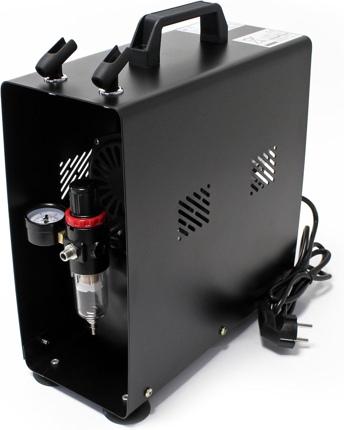 Wiltec airbrush compressor AF189A met luchttank en 1 cilinder luchtdruk tot 6 bar met automatische uitschakelfunctie en manometer