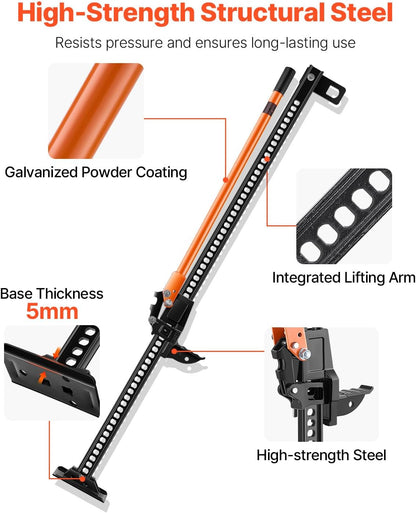 VEVOR Farm Jack, 152,5 cm Utility High Lift Boerderij Jack, 3,18 Ton Capaciteit Ratcheting Off Road Utility Jacks, Heavy Duty Hefkrikken met 130,1-1380 mm hefbereik voor tractor, vrachtwagen, SUV