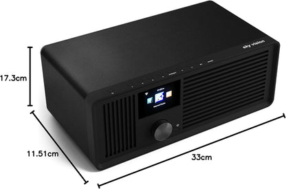 Sky Vision DAB 70 - Stereo DAB+ Internetradio (FM, Wifi, Met AUX-Aansluiting Plus Kabel, Digitale Radio-Wekker, Met Afstandsbediening), Zwart