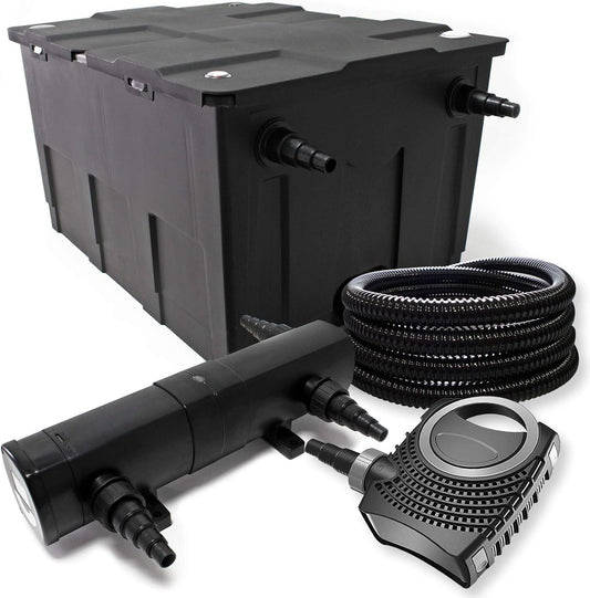 Filterset bio-vijverfilter 60.000l, UVC-zuiveraar 24W, pomp 80W, slang