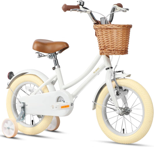 Glerc Meisjesfiets Met Mand voor Kinderen van 3-10 Jaar, 12 14 16 18 20 Inch Met Bel en Stabilisatoren, Diverse Kleuren