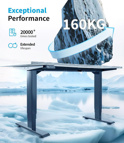 Maidesite Height Adjustable Electric Desk Height Adjustable Table Frame,Suitable for All Common Tabletops,3-Stage Lifting Legs(Black) - QUORE