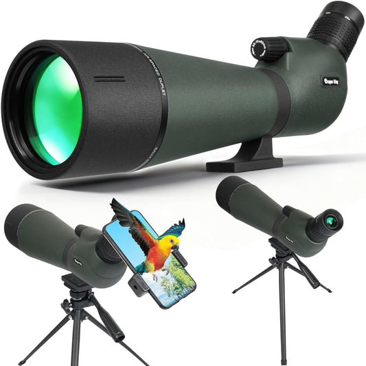 BIBIRE HD-langzichten voor schieten op doel, hoekuitzicht 25-75 x 80 cm, met statief en adapter voor telefoon met lang zicht voor vogelobservatie, wilde dieren en jacht