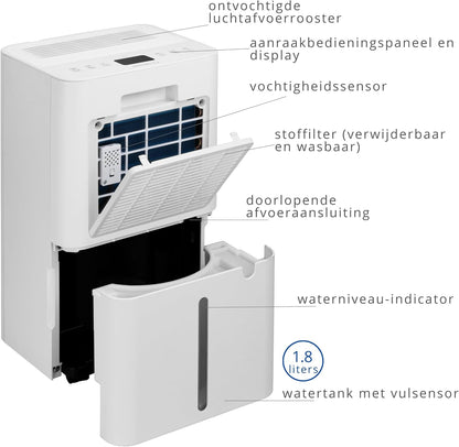 Luchtontvochtiger – Ontvochtiger – Vochtvreter – Luchtdroger – Compressorontvochtiger – 10 Liter/24u – Stil 38 dB