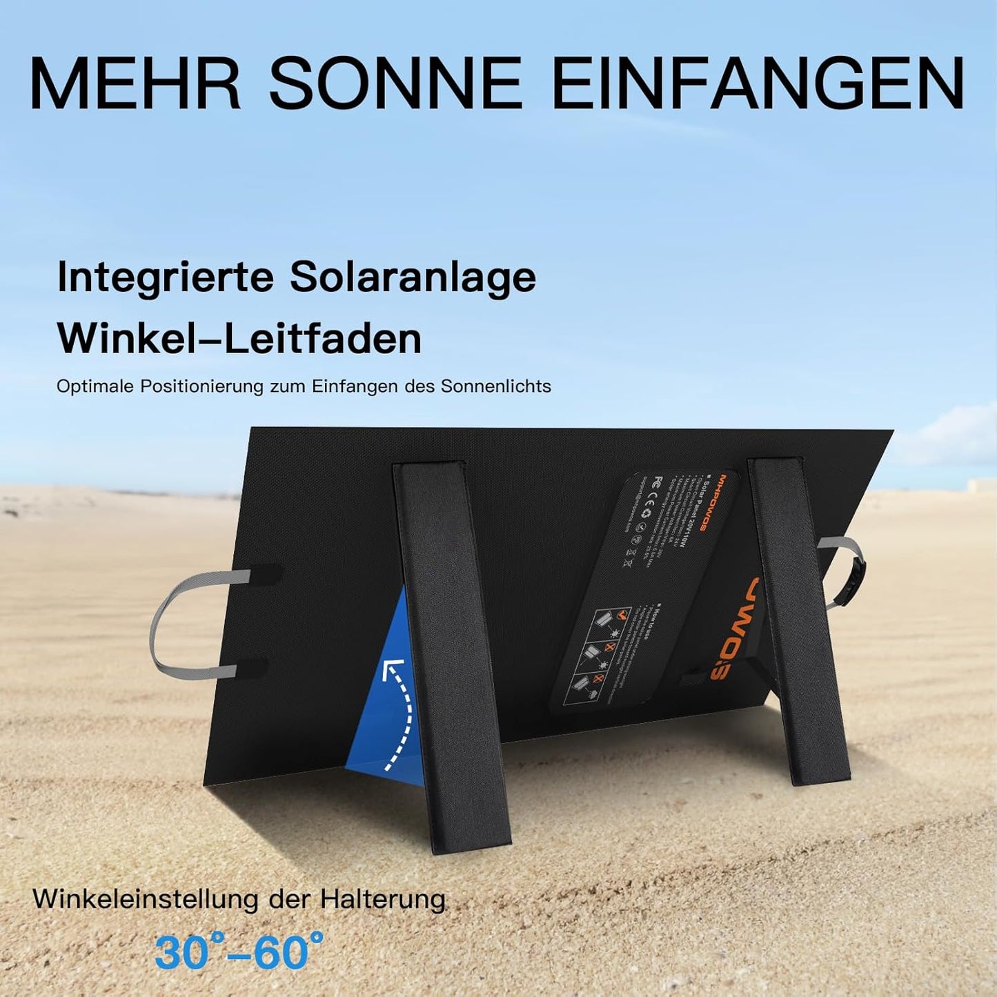 Draagbaar zonnepaneel, 110 W, opvouwbaar zonnepaneel, IP67 waterdichte kit met 20 V uitgang, 23,5% rendement module voor draagbaar stroomstation, outdoor, camping, laptops, camper, camper