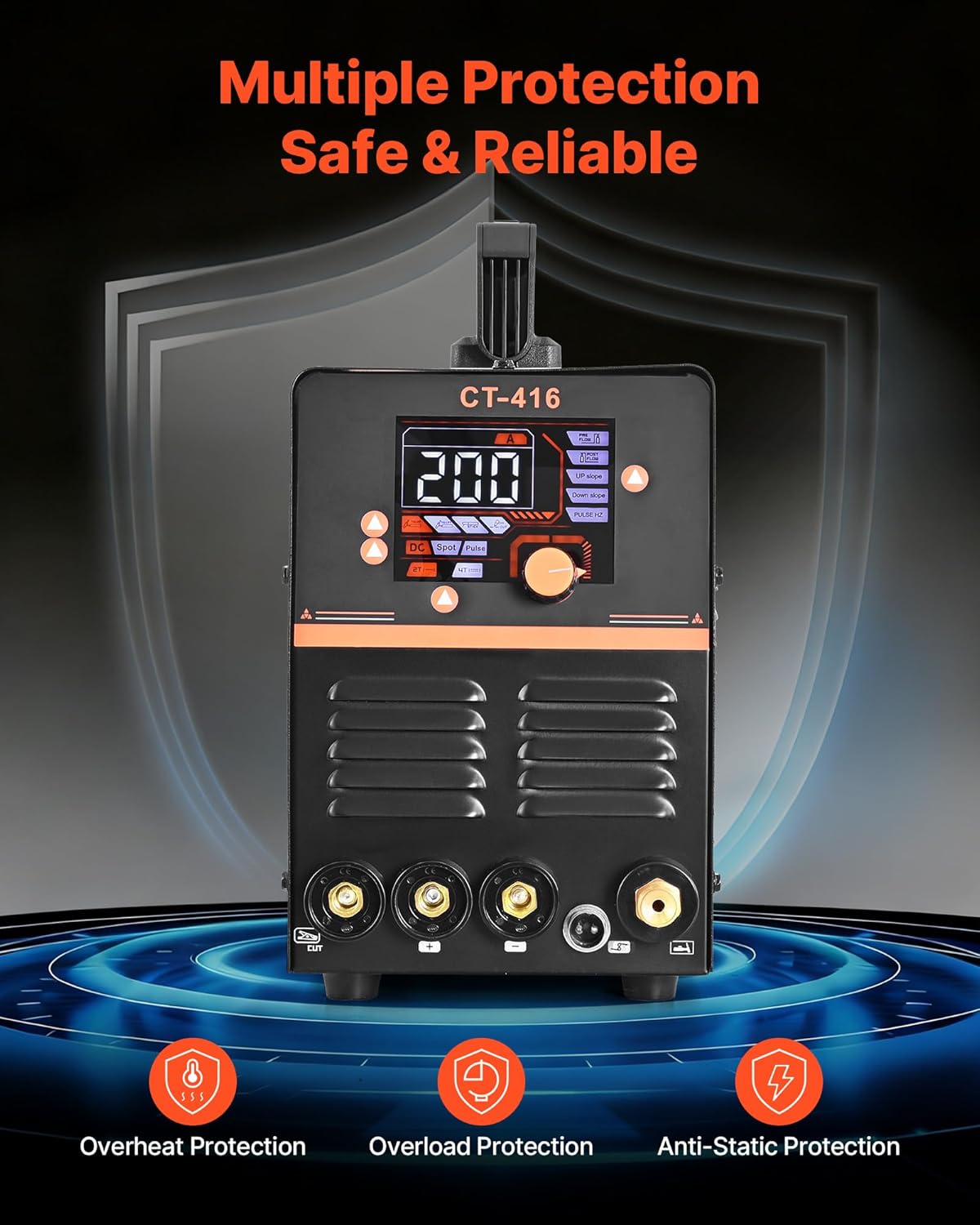 VEVOR Lasapparaat 3-in-1 combi, snijden/WIG/MMA, 50-A-plasmasnijder & 200 A WIG-elektrodenlasapparaat, digitaal led-display met 2T/4T/PA/PT-functie voor doe-het-zelvers en werkplaatsen