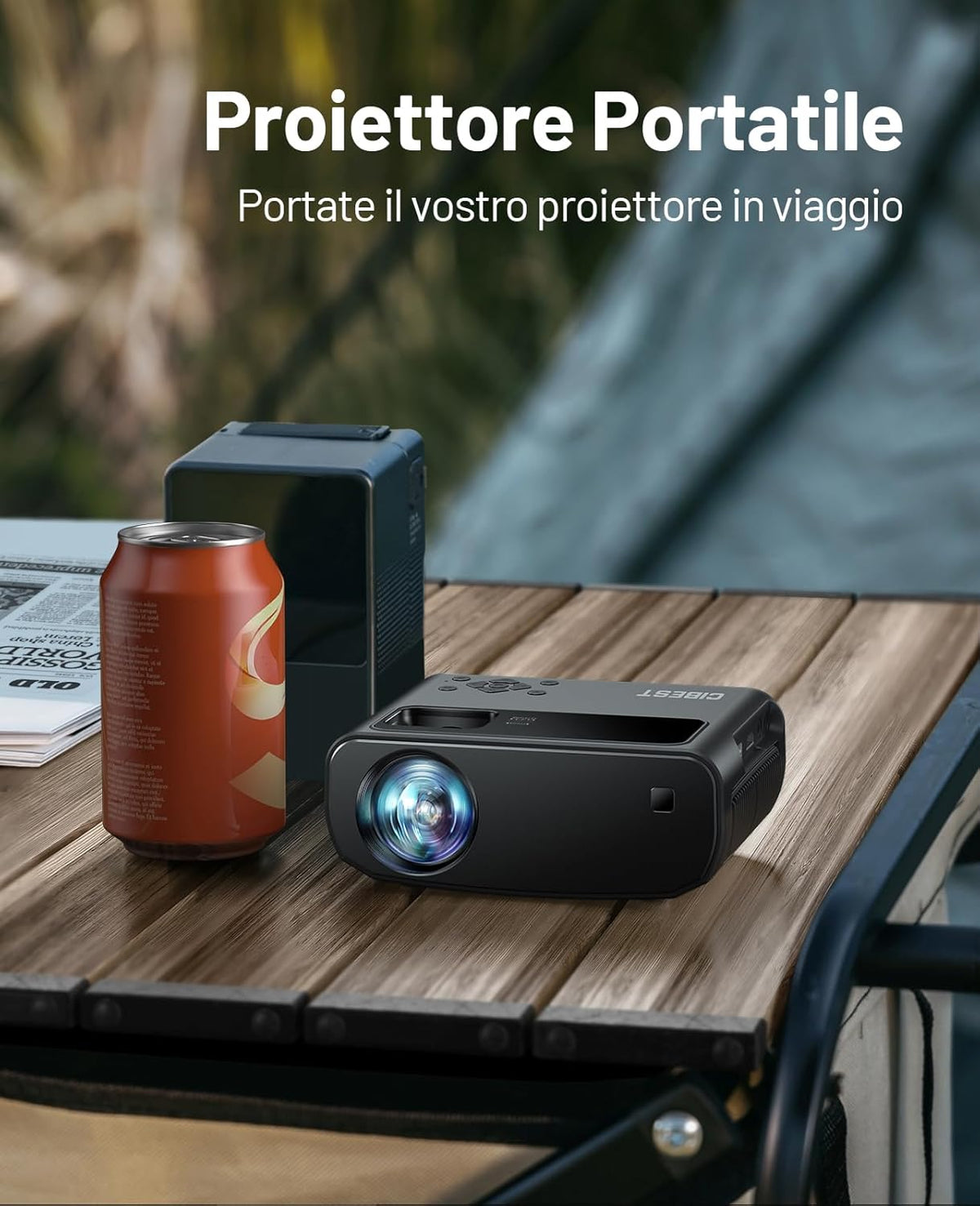 ELEPHAS 2024 WiFi-mini-projector, 15000 lux 1080p HD, draagbare projector, compatibel met iOS/Android/tablet/HDMI/tv-stick/USB (tas en statief inbegrepen)