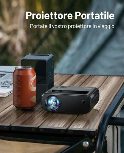 ELEPHAS 2024 WiFi-mini-projector, 15000 lux 1080p HD, draagbare projector, compatibel met iOS/Android/tablet/HDMI/tv-stick/USB (tas en statief inbegrepen)