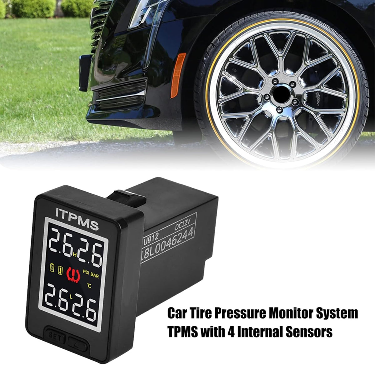 Car Tire Pressure System TPMS met 4 interne sensoren compatibel met voertuigen voor real-time monitoring van bandendruk en temperatuur