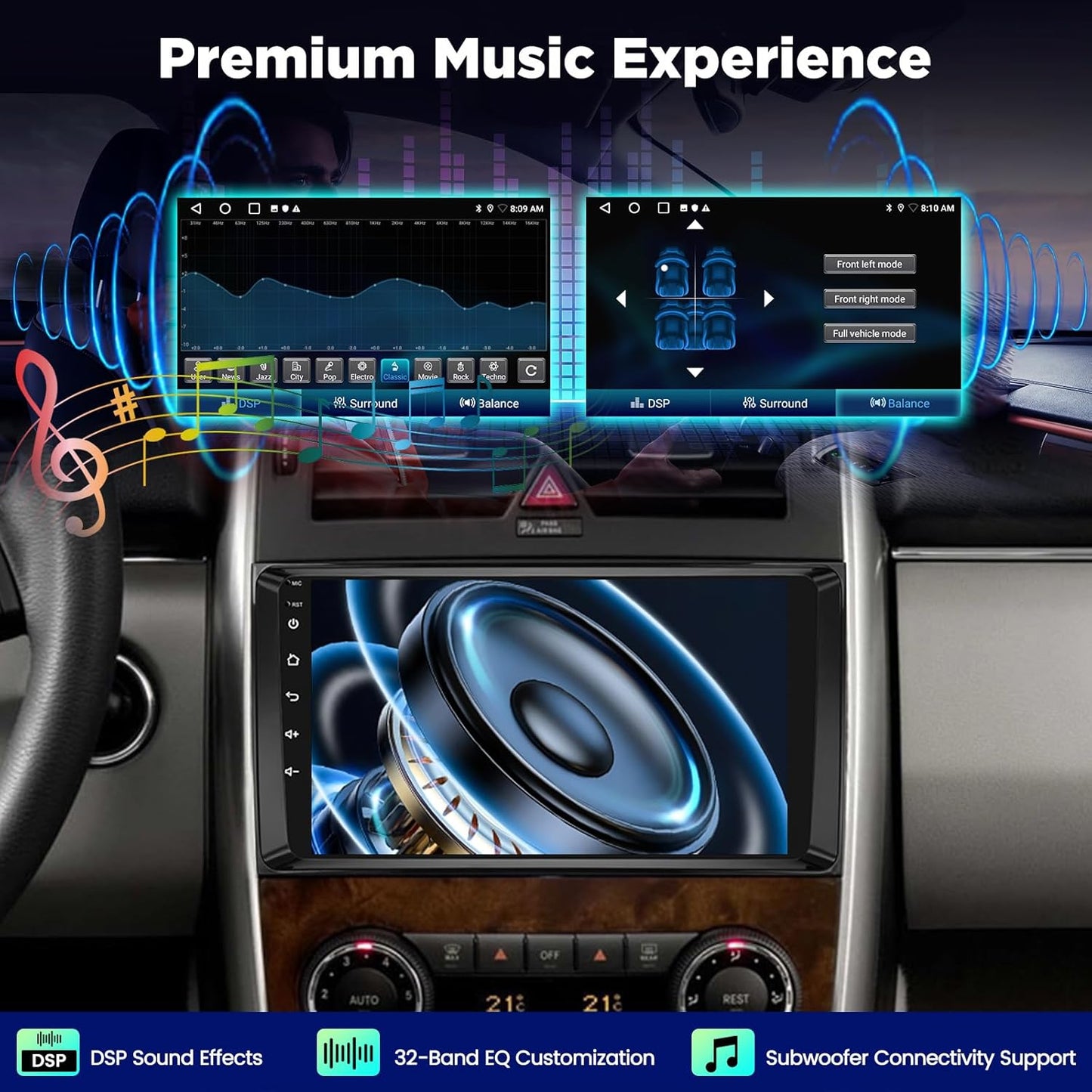 Android Autoradio voor Mercedes Benz A/B/V Klasse & Sprinter W169 W245 B200 Vito Viano, Draadloze CarPlay Android Auto, GPS WiFi, DSP, Plug & Play Radio + Achteruitrijcamera
