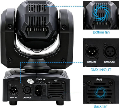 Discolamp – Moving Head Licht – DJ Lamp – Feestverlichting – Podiumverlichting – 7 Gobo Patronen – DMX512, Muziekgestuurd
