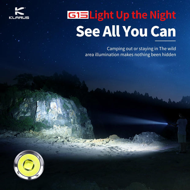 KLARUS G15 4200 lumen ultraheldere compacte oplaadbare LED-zaklamp, 5000 mAh batterij aangedreven EDC-zaklamp met lange looptijd en zijschakelaar