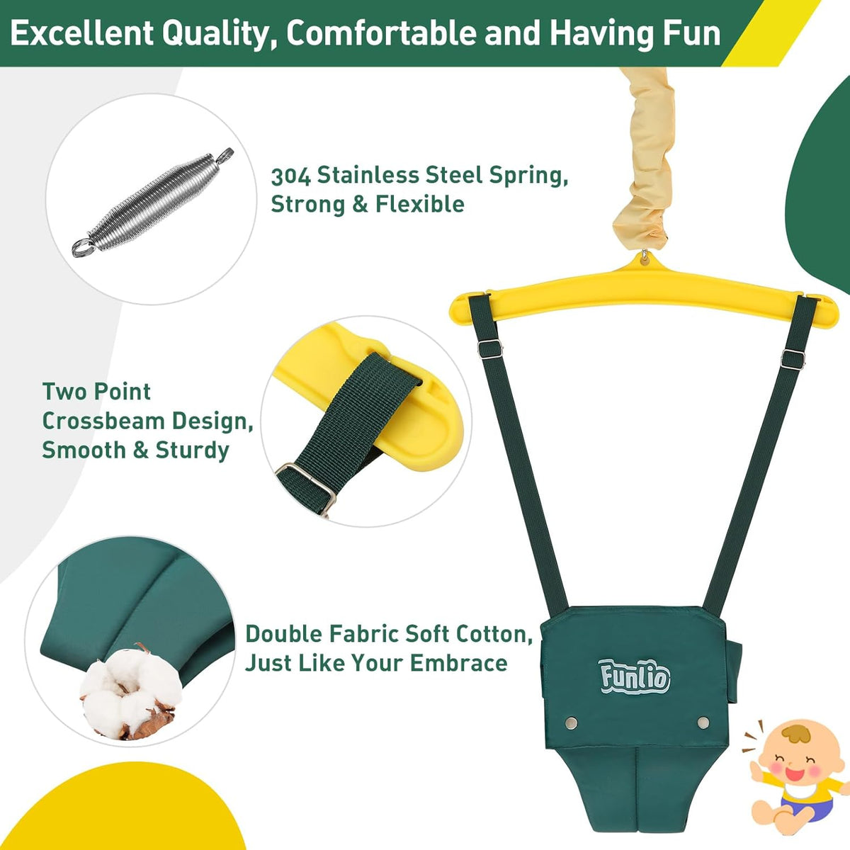 FUNLIO 2-in-1 schommelset voor jumper, groen
