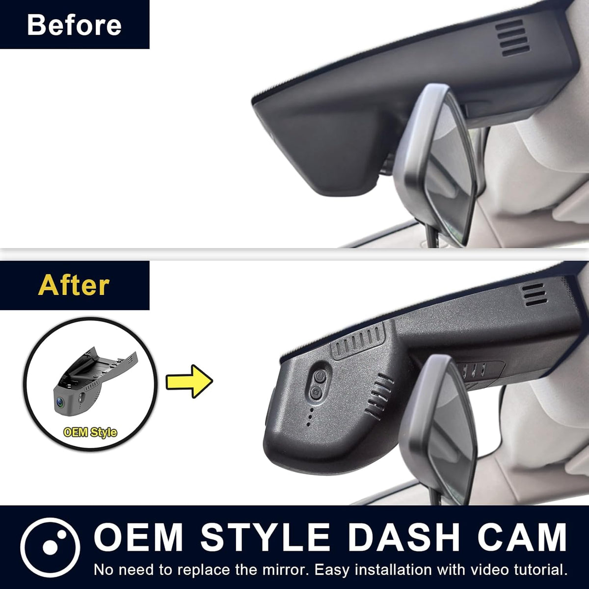 Dashcam – Autocamera – Boordcamera – Dashboardcamera – Voor- En Achtercamera – OEM-Pasvorm – 4K Voorcamera, 1080P Achtercamera – Wifi En App