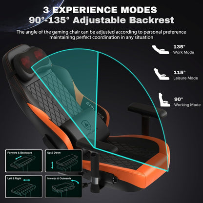 GTPLAYER Gaming Chair with Massage Gaming Chair with Pocket Spring Cushion and Footrest, Ergonomic Gaming Chair Office Chair with 4D Armrests, Computer Chair with Widened Backrest, Load Capacity up to - QUORE