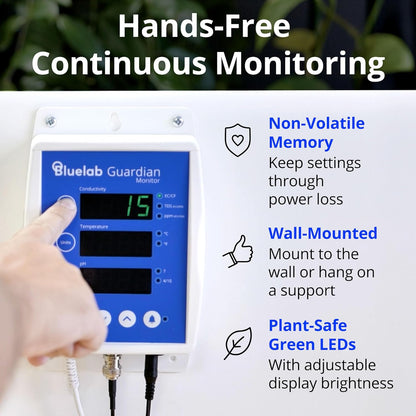 bluelab Guardian Monitor inline wifi voor real-time metingen van pH, temperatuur en geleiding (TDS/PPM) in water met kalibratie, 3-1 digitale voedingsstofmeter voor inline doseersystemen