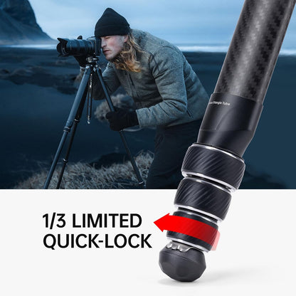 FALCAM TreeRoot Quick Lock Reisstatiefset, F38 Pro koolstofvezel met ontgrendelingscentrum kolom en balhoofd (R141K-320P) - T00A4301