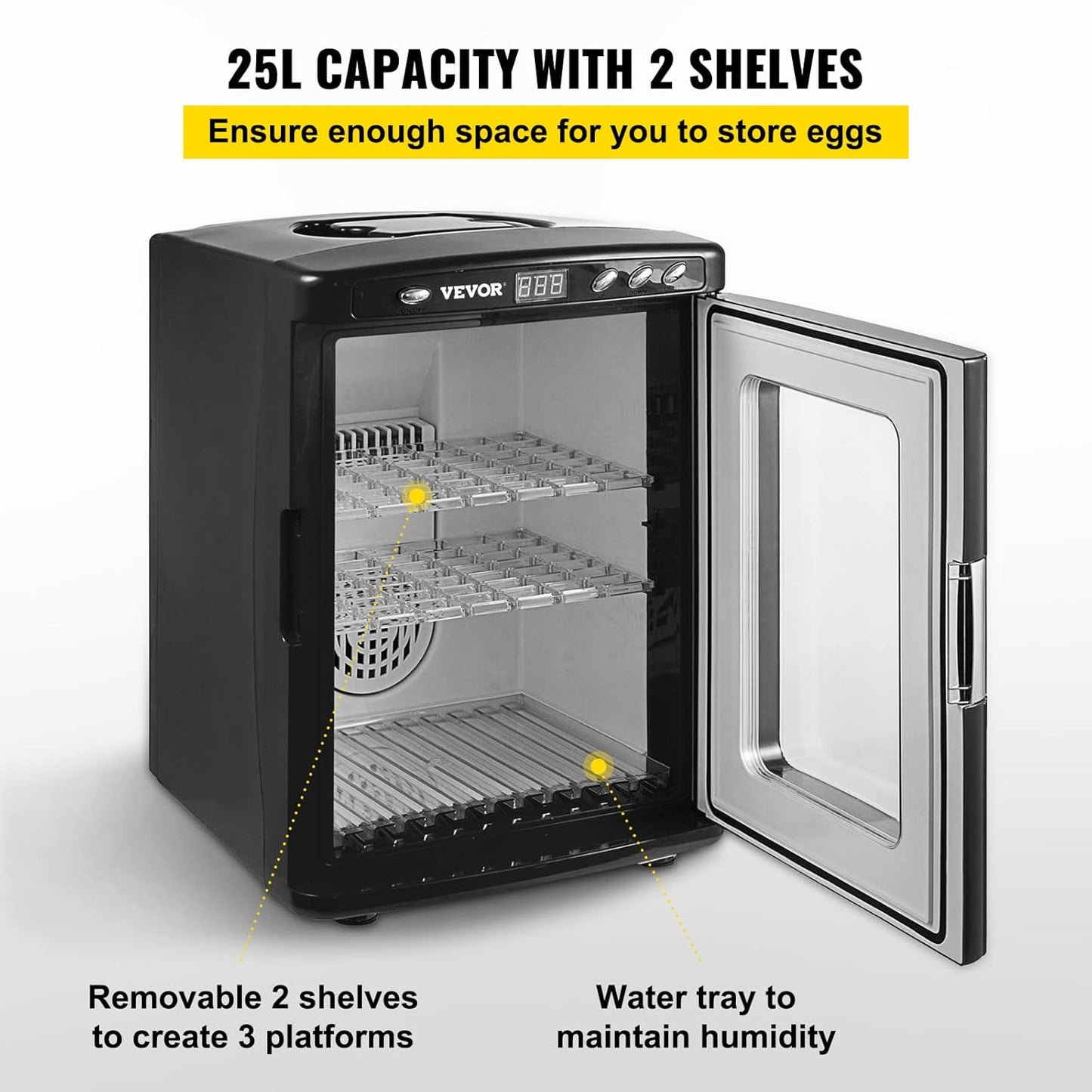 Happybuy Scientific Lab Incubator, 25 Litres, Cooling and Heating, 5-60°C, 12V/110V, Works for Small Reptiles, Black - QUORE