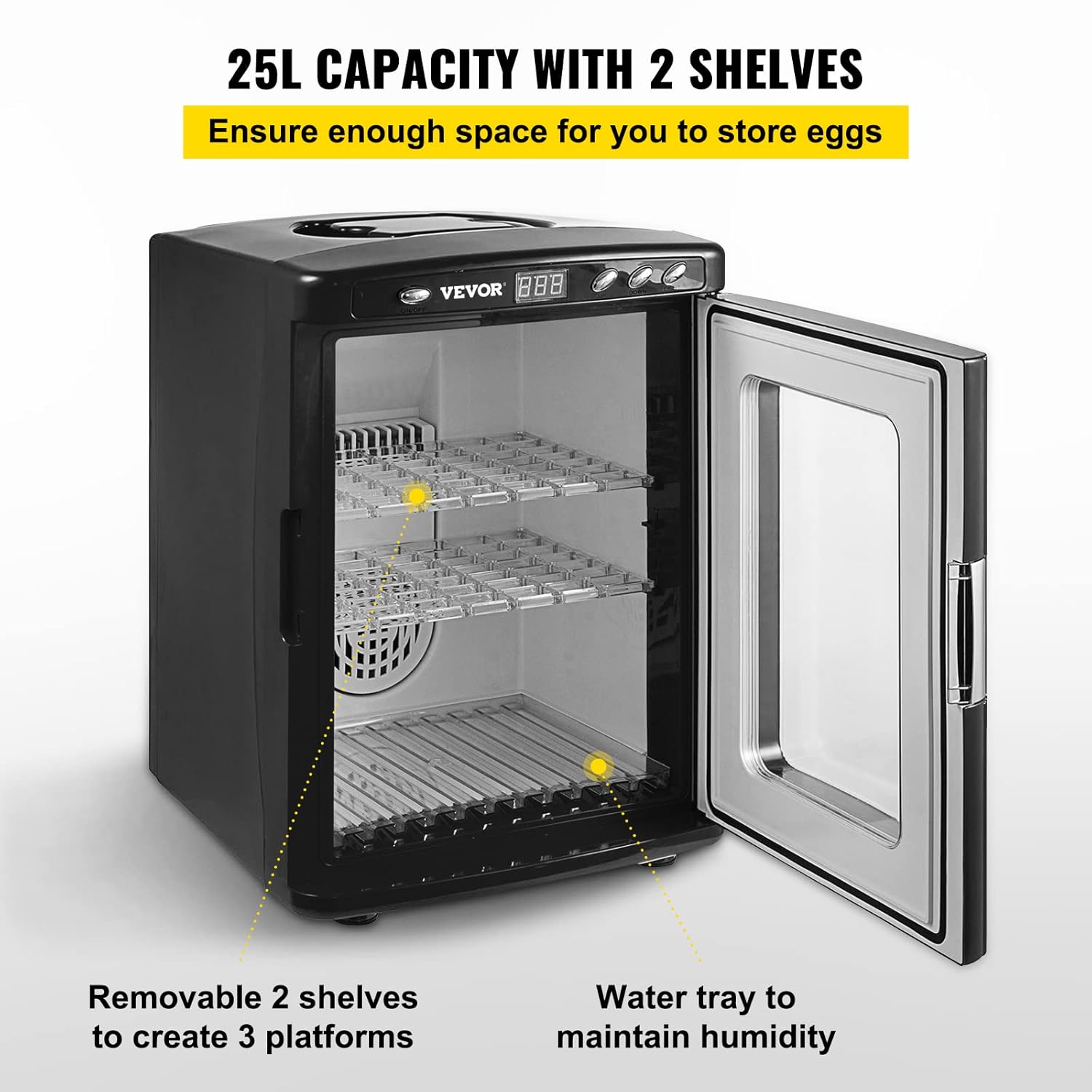 Happybuy Scientific Lab Incubator, 25 Litres, Cooling and Heating, 5-60°C, 12V/110V, Works for Small Reptiles, Black - QUORE